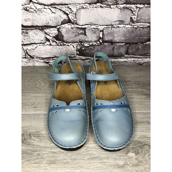 Naot Sky Blue Leather Mary Jane Strap Clogs Comfort Shoes Women Sz 38EU/7.5M US - Picture 14 of 16